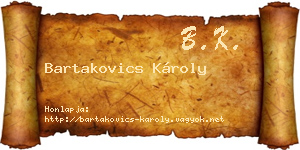 Bartakovics Károly névjegykártya